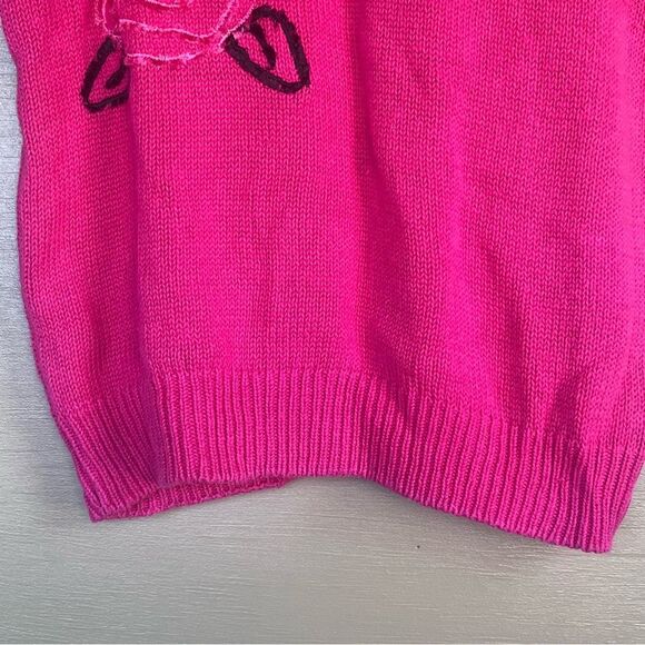 Vintage Greenwich Square Knit Pink Rose Balloon Cap Sleeves - Picture 5 of 8